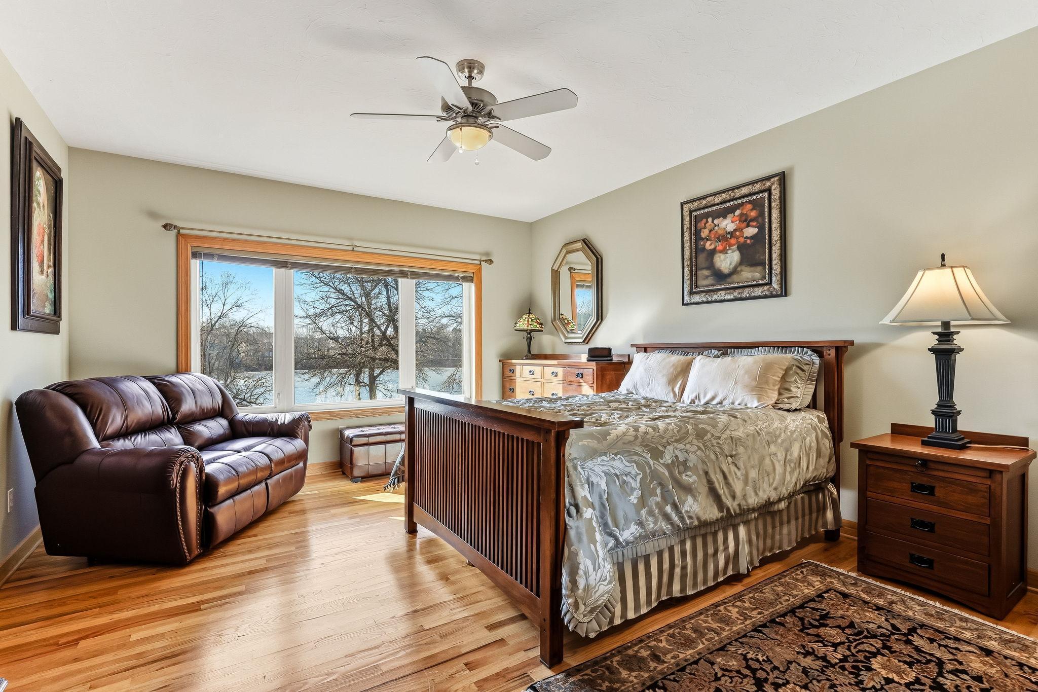 Luxurious owner’s suite enhanced by sweeping lake views