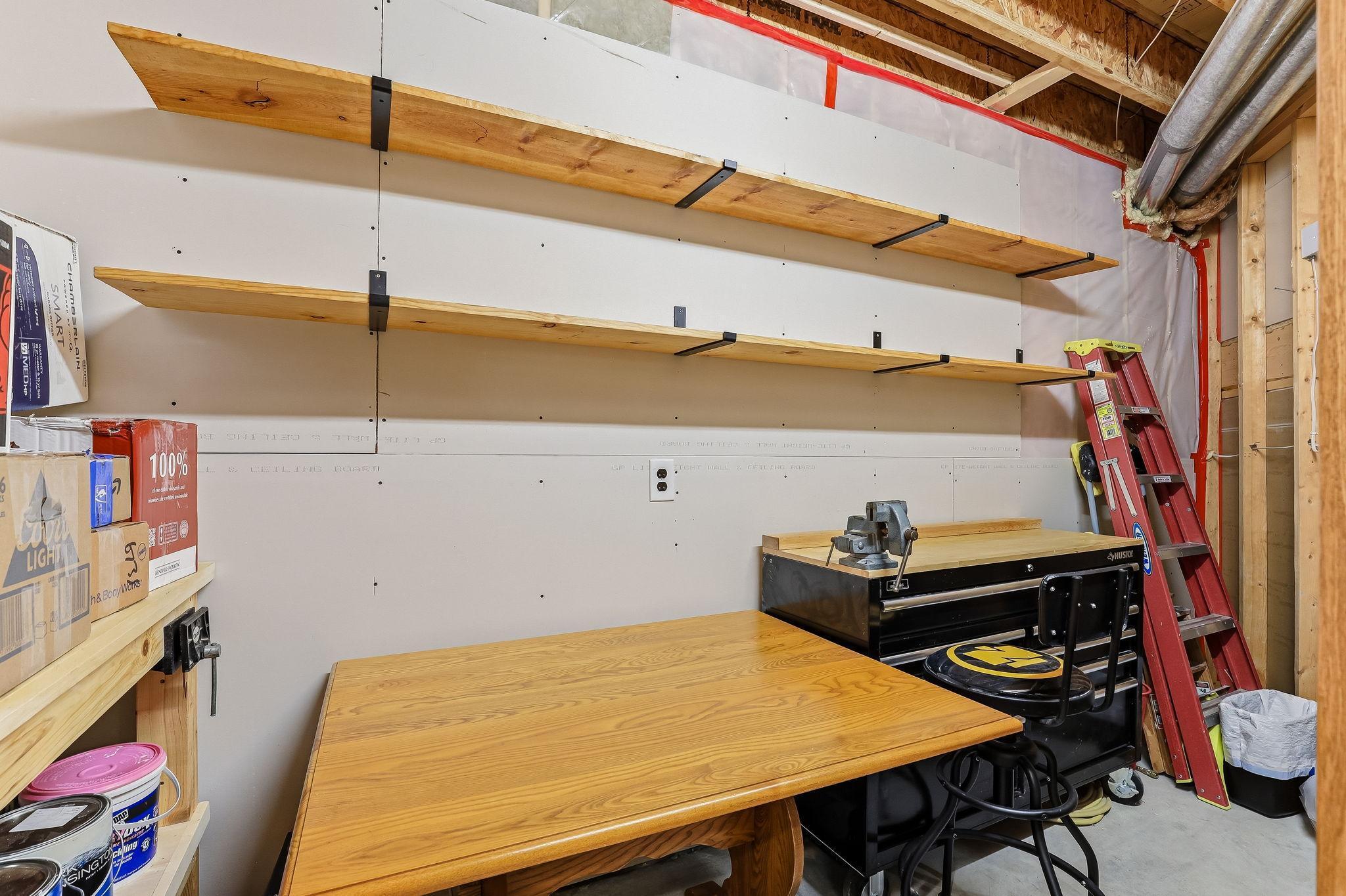 Lower-level workshop ideal for precision work and creative pursuits