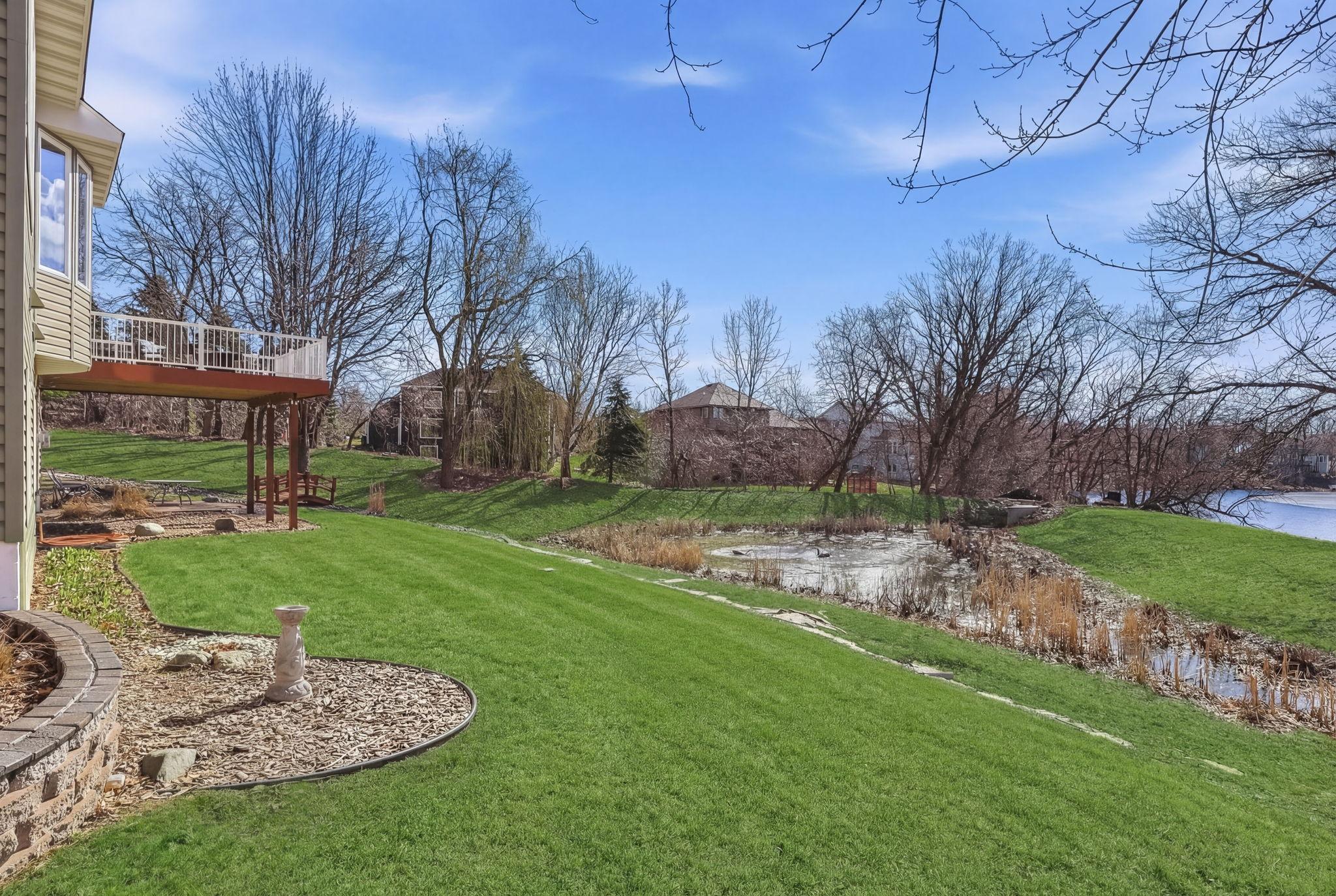 Tranquil private pond—an ideal spot for relaxation, reflection, and enjoying serene waterside views