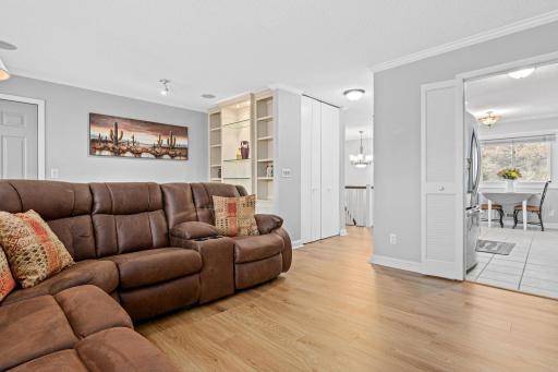 Living room just off the kitchen, creating a seamless and functional layout.
