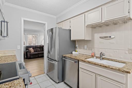 Kitchen features beautiful stainless steel appliances.