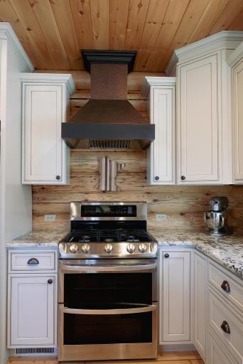 Beautiful mixture of white, wood and stainless steel