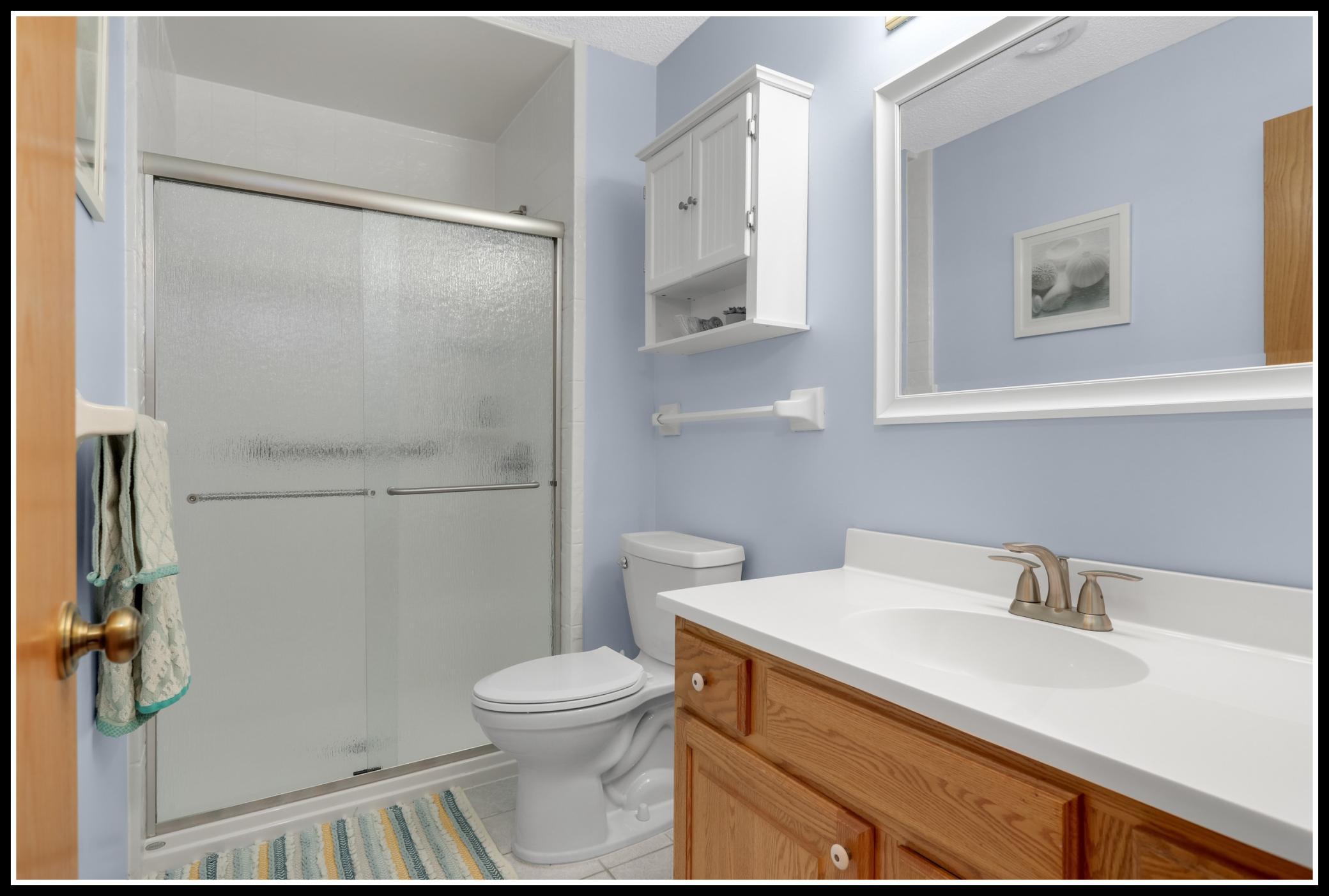 Updated three-quarter bathroom on the lower level