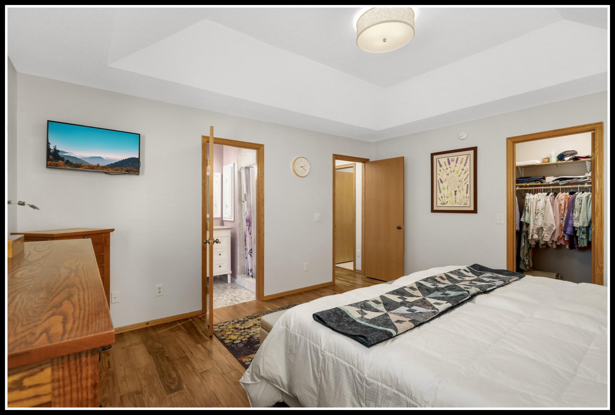 Primary suite includes a walk-in closet and private bathroom