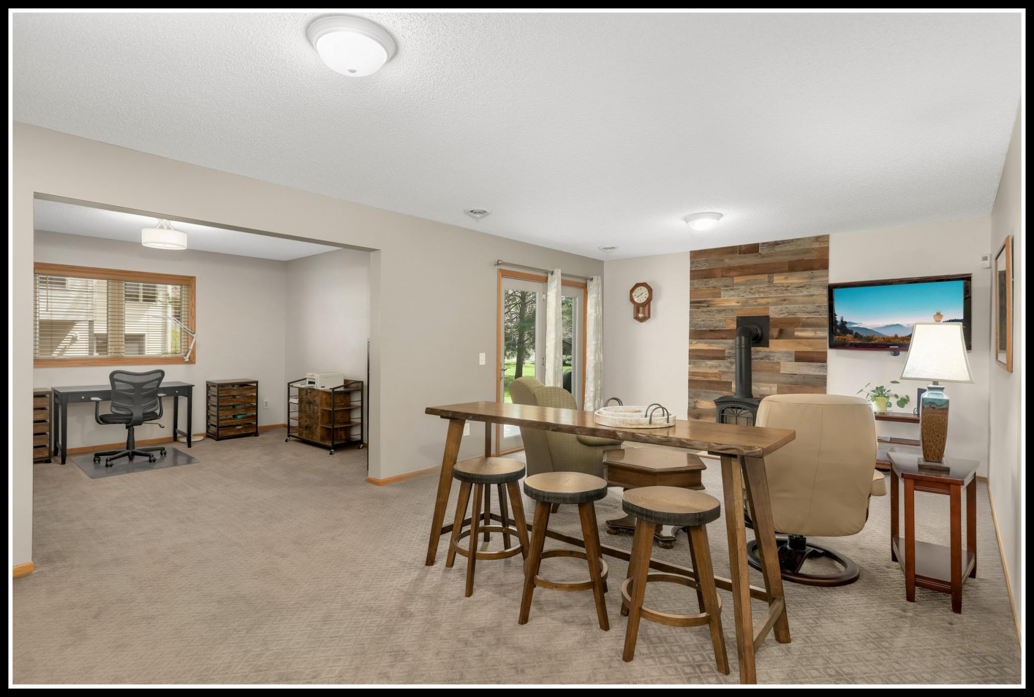 Family room walks out to the backyard deck
