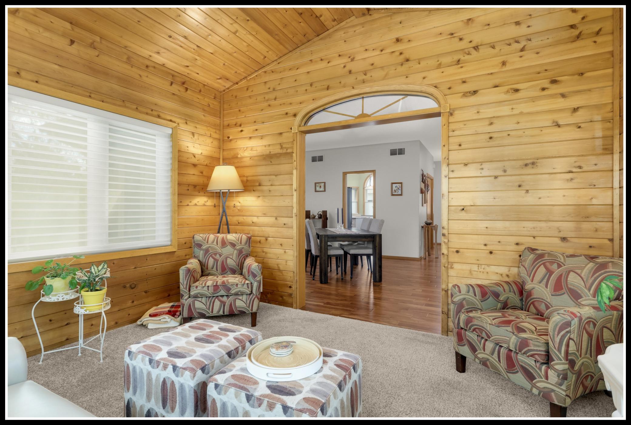 Three walls of windows bring in daylight and those beautiful nature views