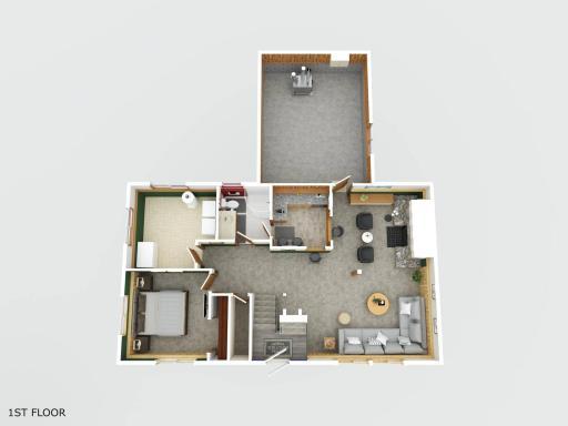 Lower Level 3D staged floorplan