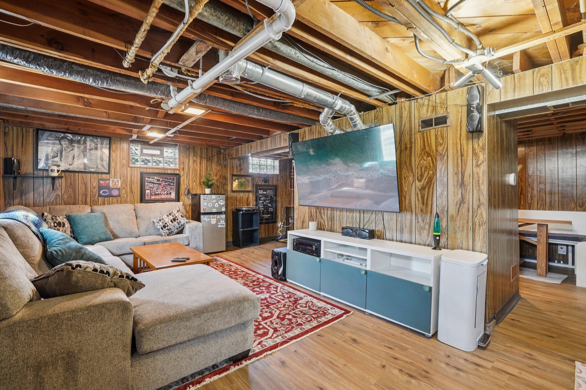 Basement family room with walkout to the spacious backyard