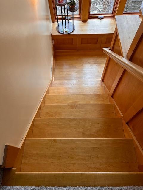 Refinished steps going to upper level.