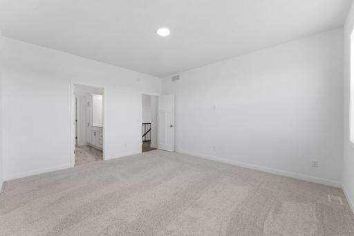 The bedroom is a comfortable retreat from the rest of the home