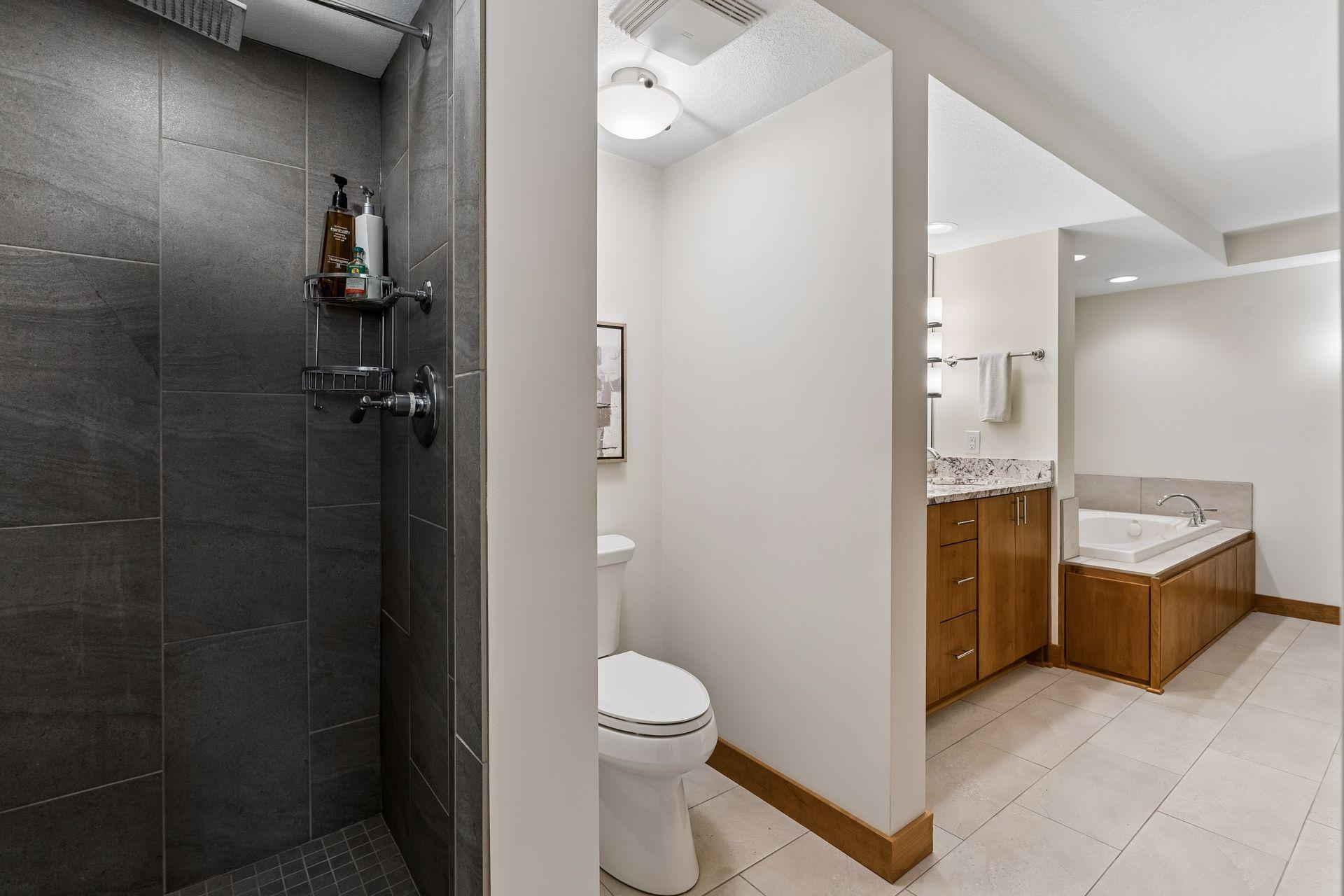 Full Bathroom w/ Double Vanity, Soaking Tub, and Walk-In Shower
