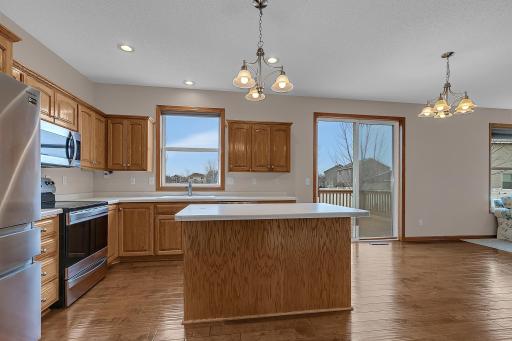 Excellent lighting with the recessed lighting, and natural lighting from the kitchen window and patio doors.