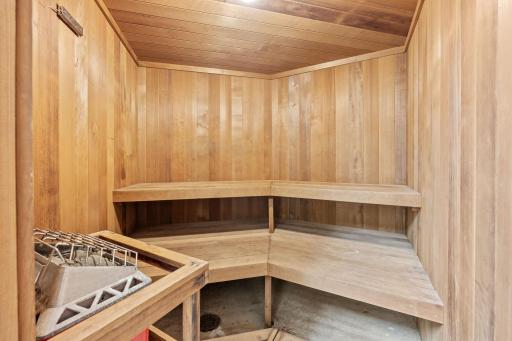 Community sauna provides an additional wellness feature for residents.