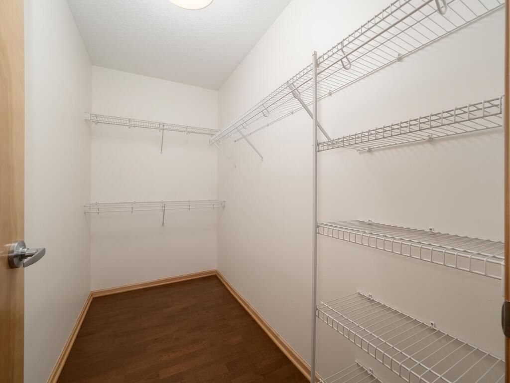 The primary bedroom's large walk-in closet