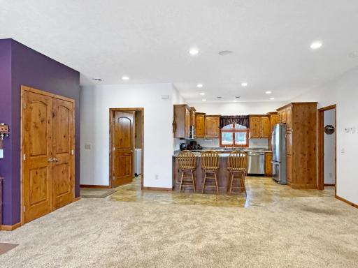 Open concept living between living room and kitchen!