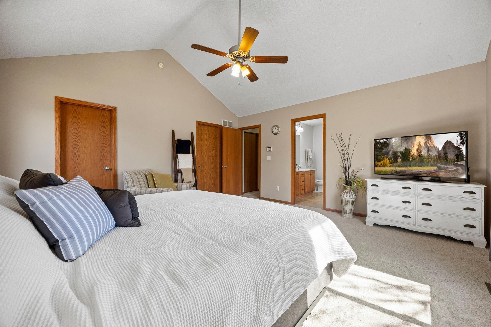 Large vaulted primary bedroom
