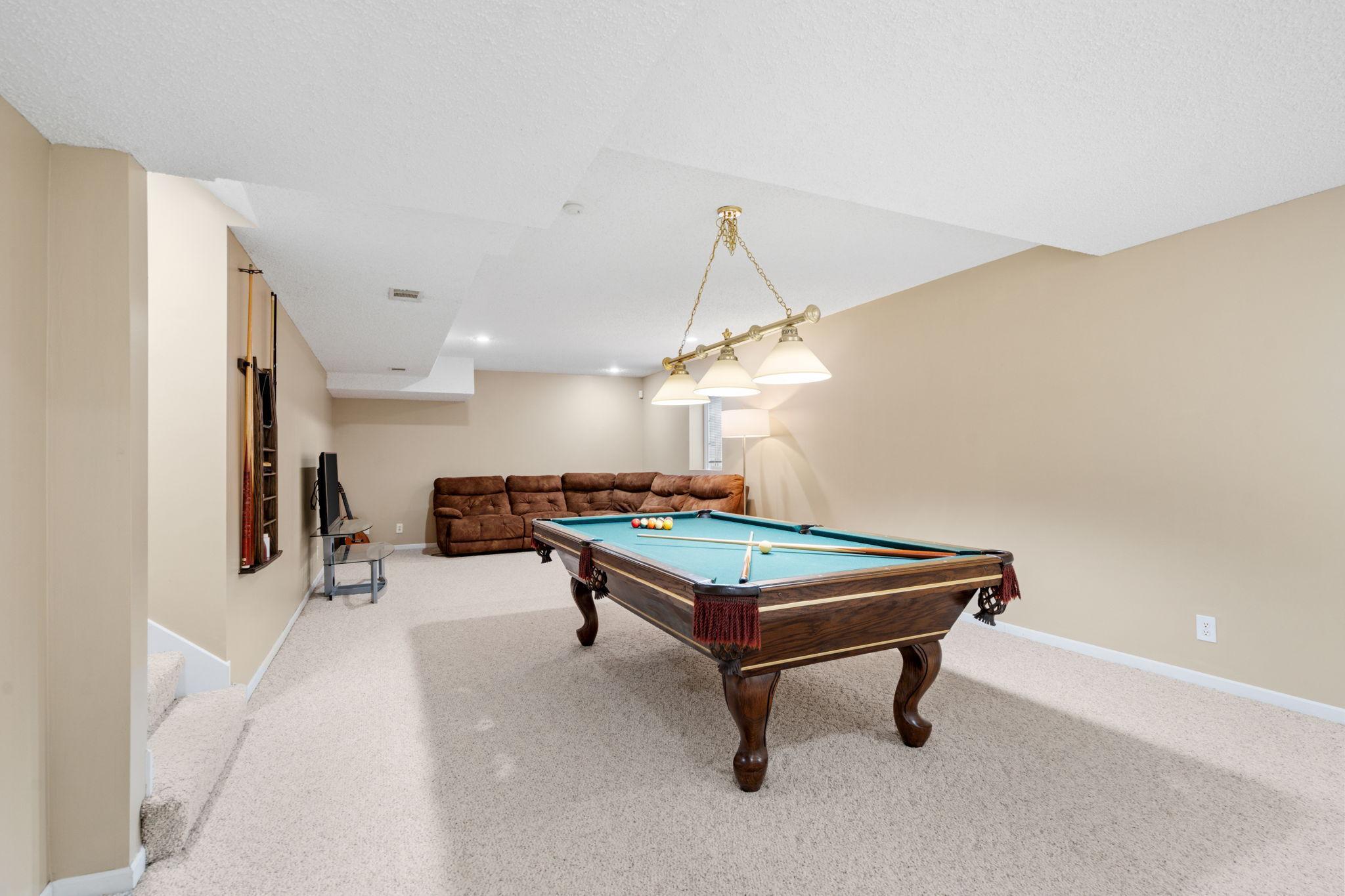 Basement rec room. Pool anyone?