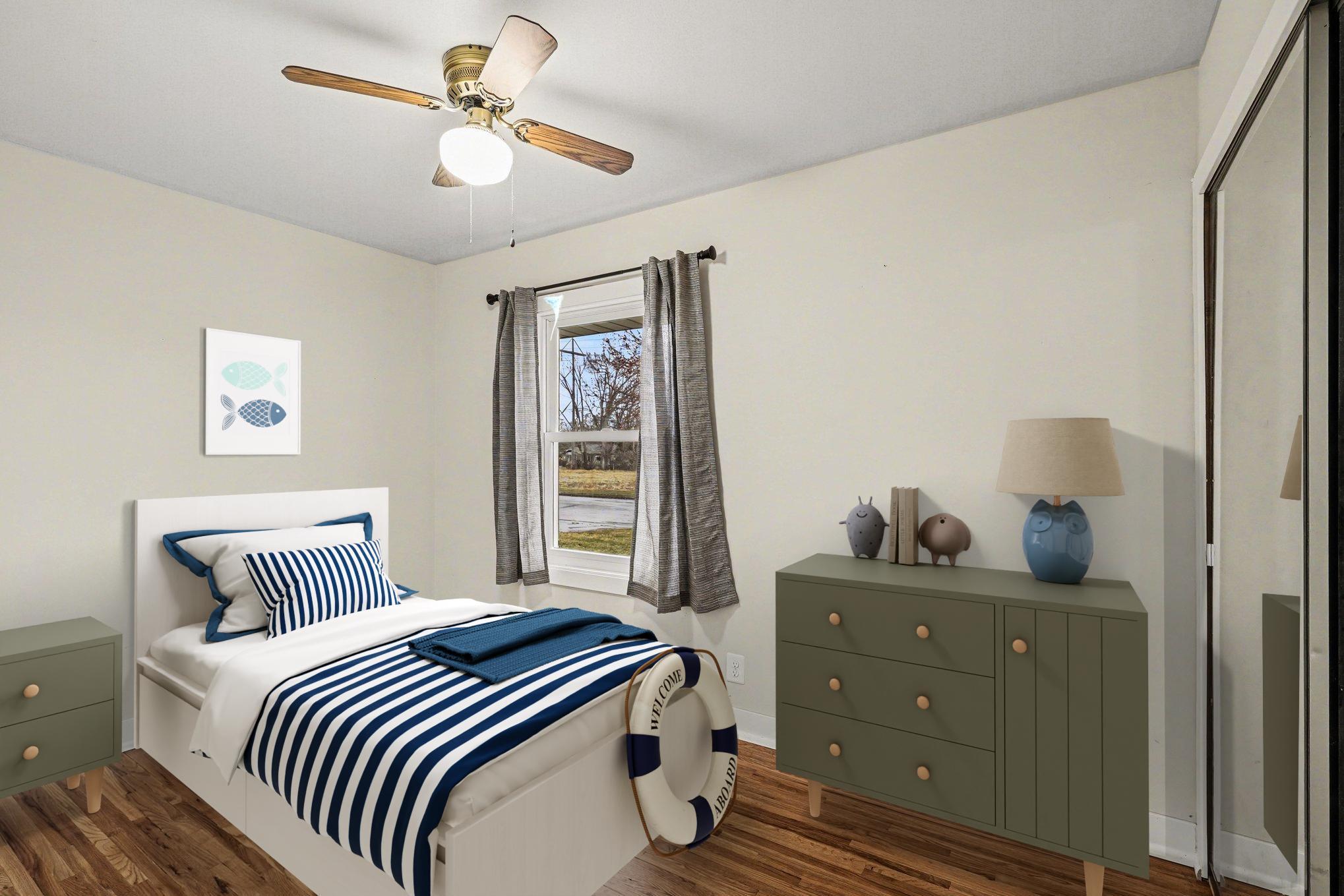 Virtually staged bedroom