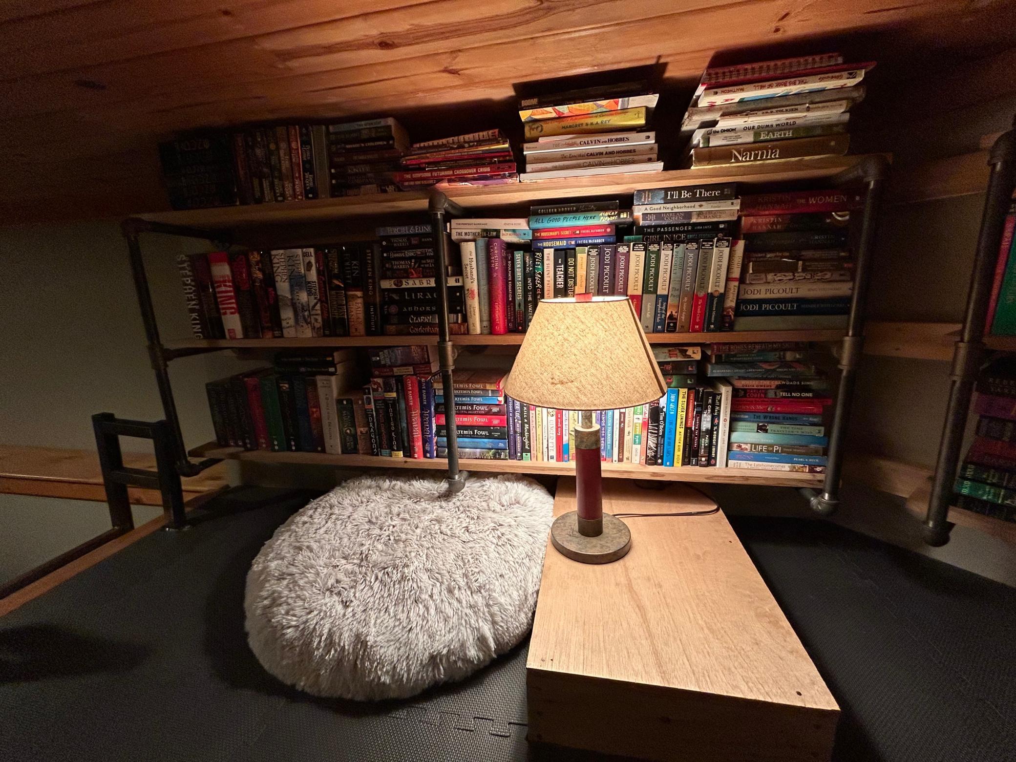 Ladder leading to family room loft