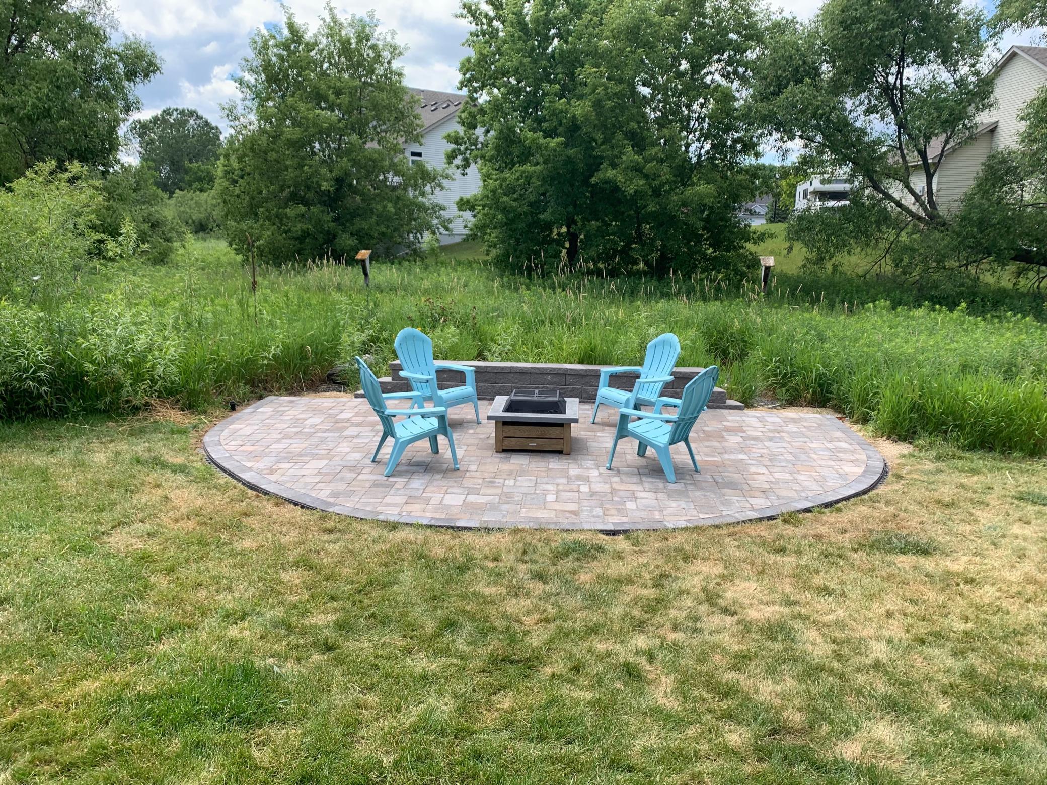 Private backyard with new patio and firepit