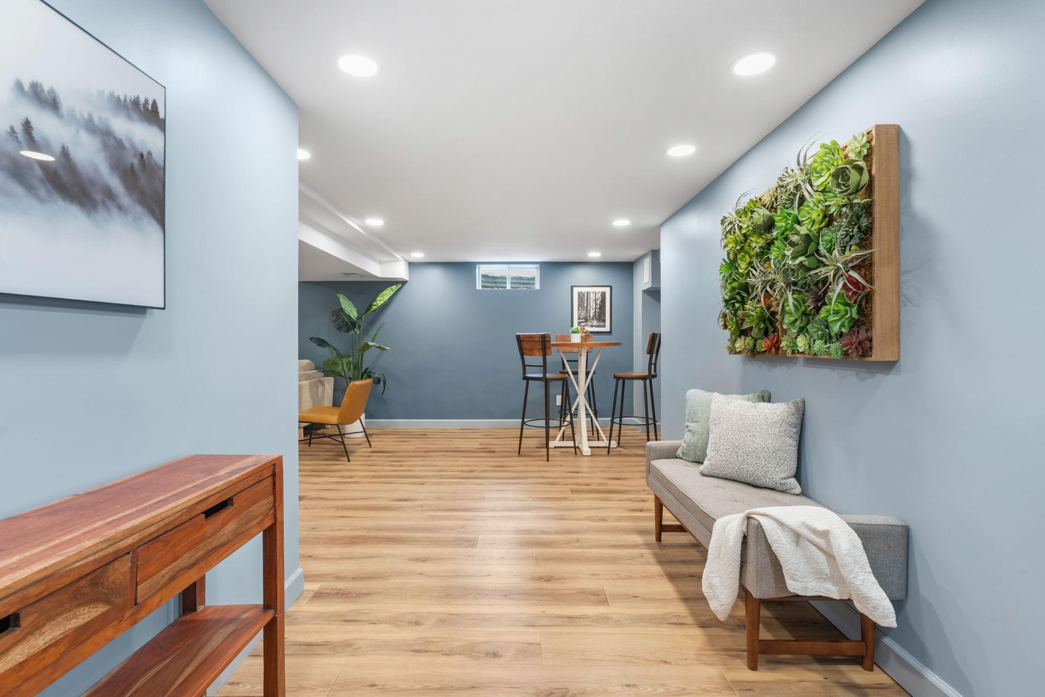 View into family room from mud room