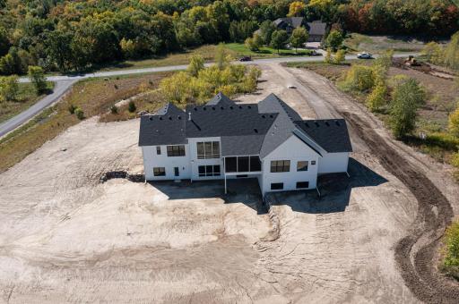 Aerial view from the backyard....future pool could go here right off the screened porch, somewhat centered on the home.