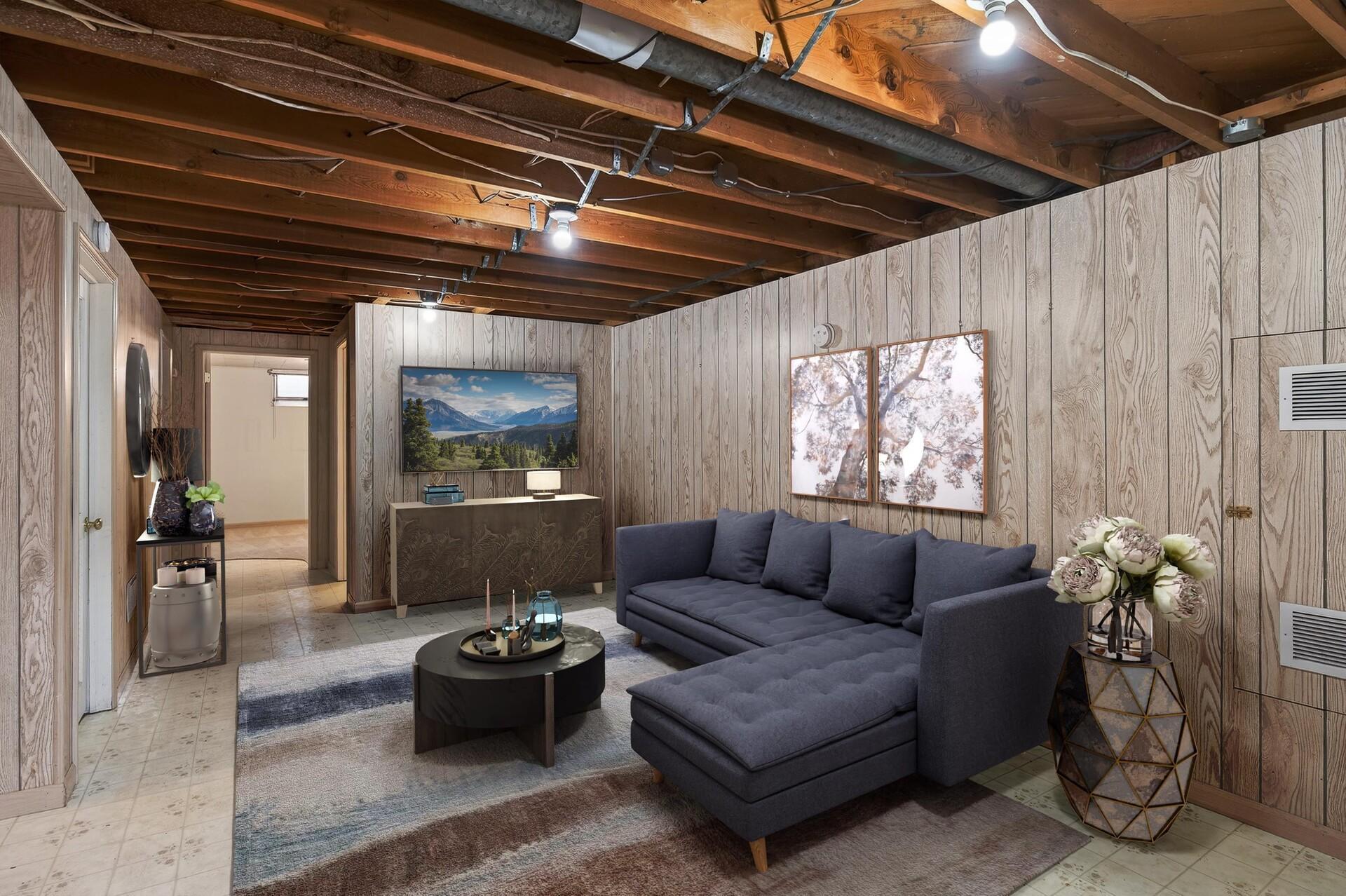 Lower Level Family Room - Virtually Staged