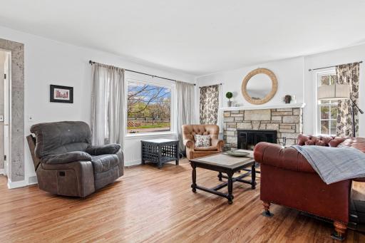 The main level living space offers abundant light