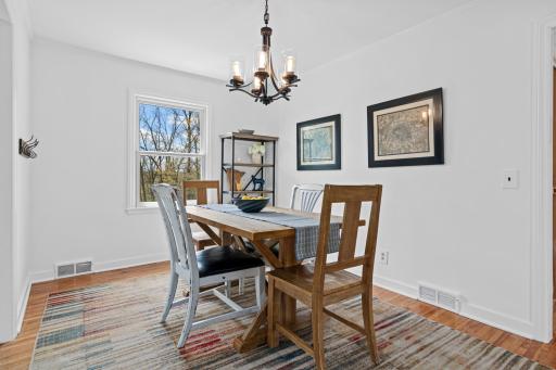 The dining room is situated just off the kitchen