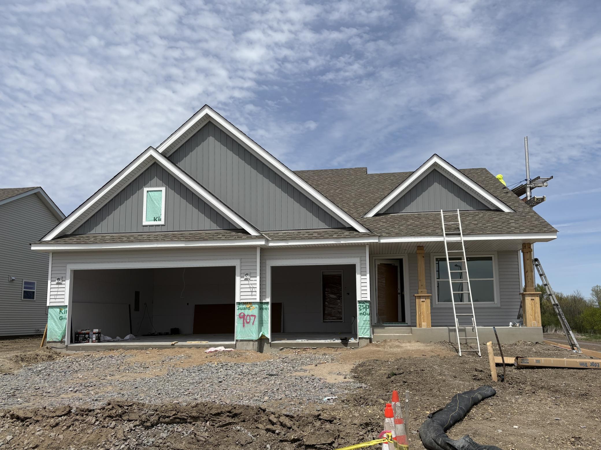 (Photo is of the actual home in progress.)