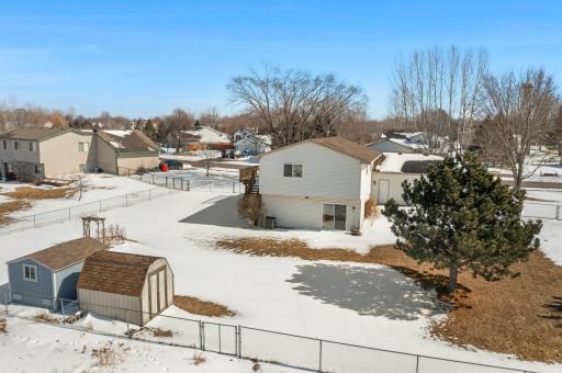 This home sits on almost a half acre and the backyard is fenced.