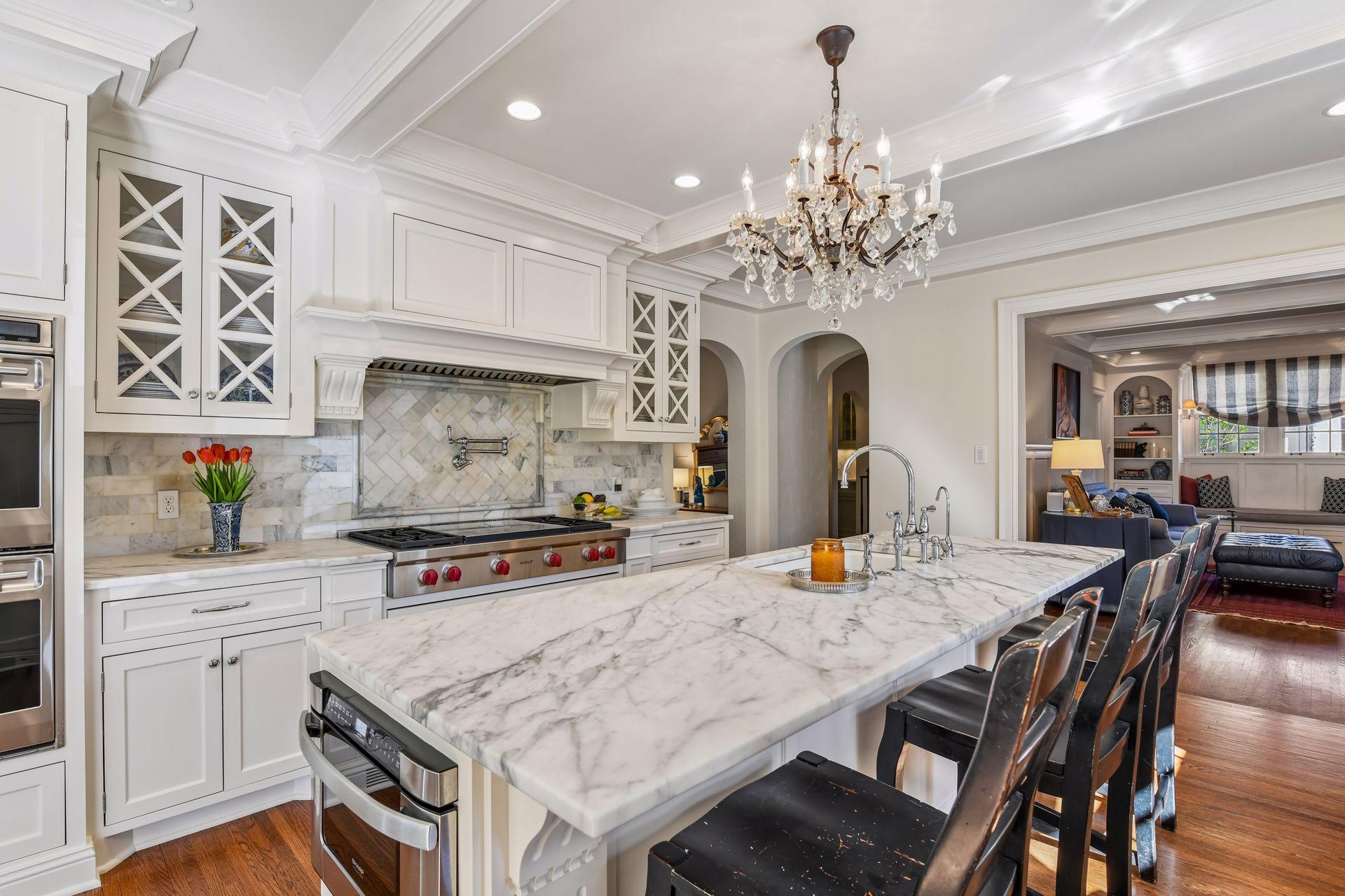Center island - marble countertops