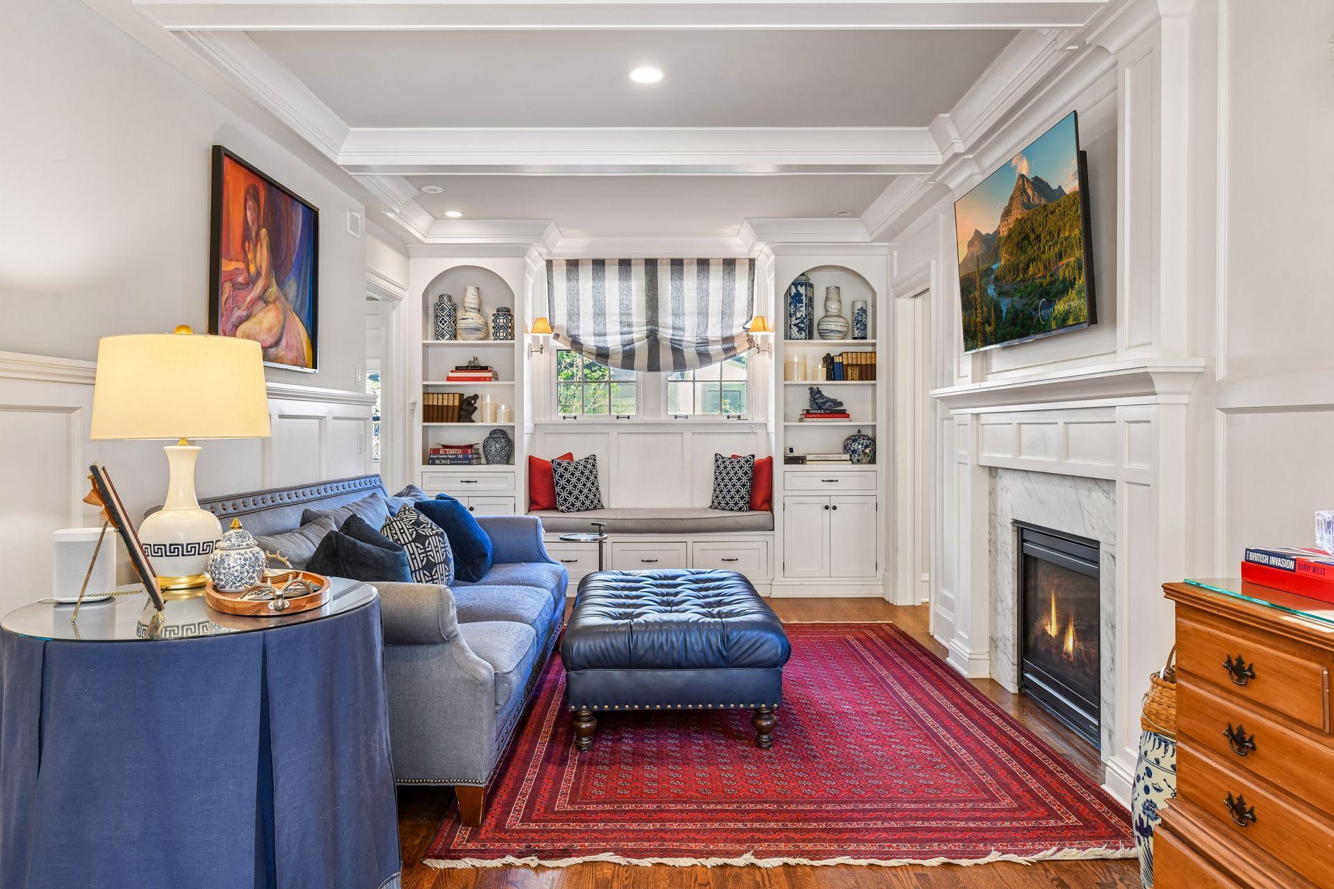 Family room with fireplace