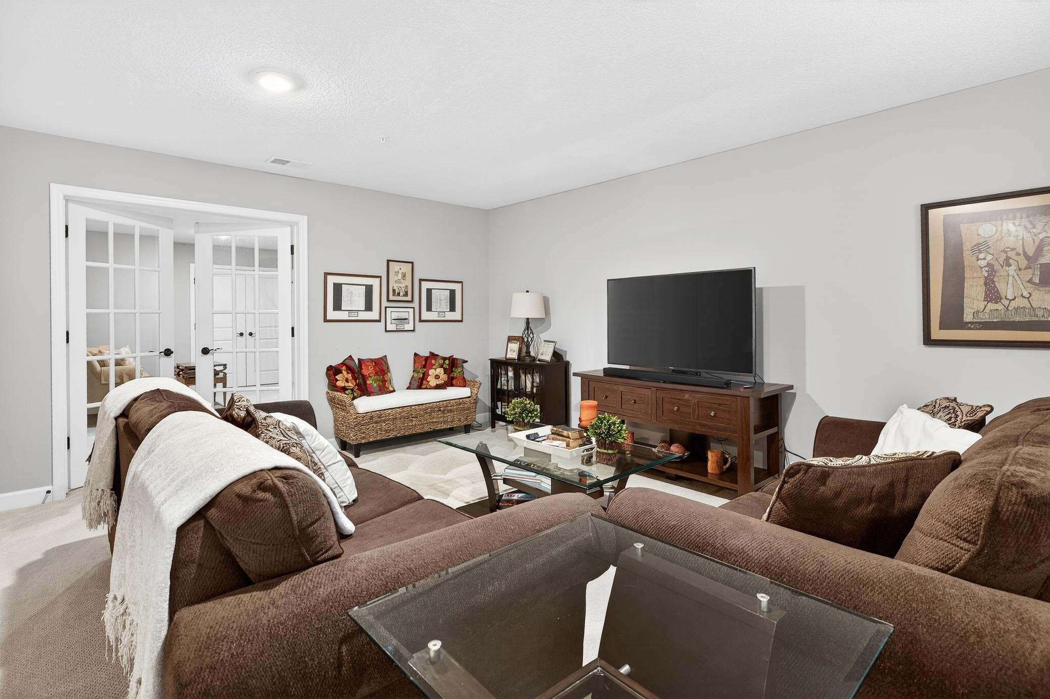 Large lower level family room area...
With French doors to flex room.