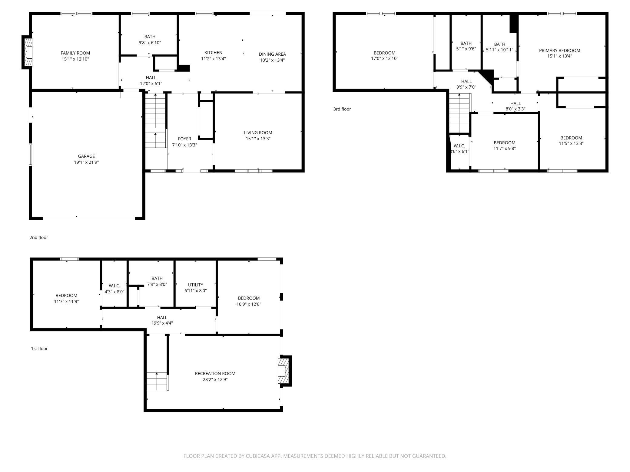 Floor Plan of all three levels