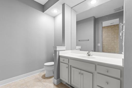 Stylish ¾ bathroom with oversized shower