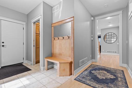 Mud room with custom bench