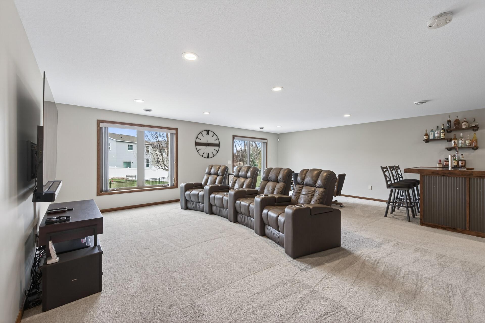 Lower level family room with new carpet