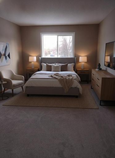 AI staged Main bedroom