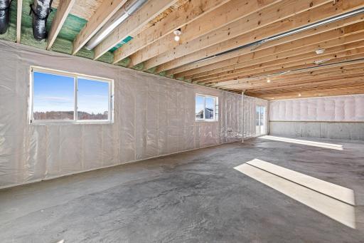 Unfinished Walkout Basement. Photo is taken of another home with similar plan and finishes.