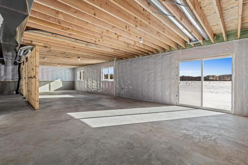 Unfinished Walkout Basement. Photo is taken of another home with similar plan and finishes.
