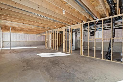 Unfinished Walkout Basement. Photo is taken of another home with similar plan and finishes.