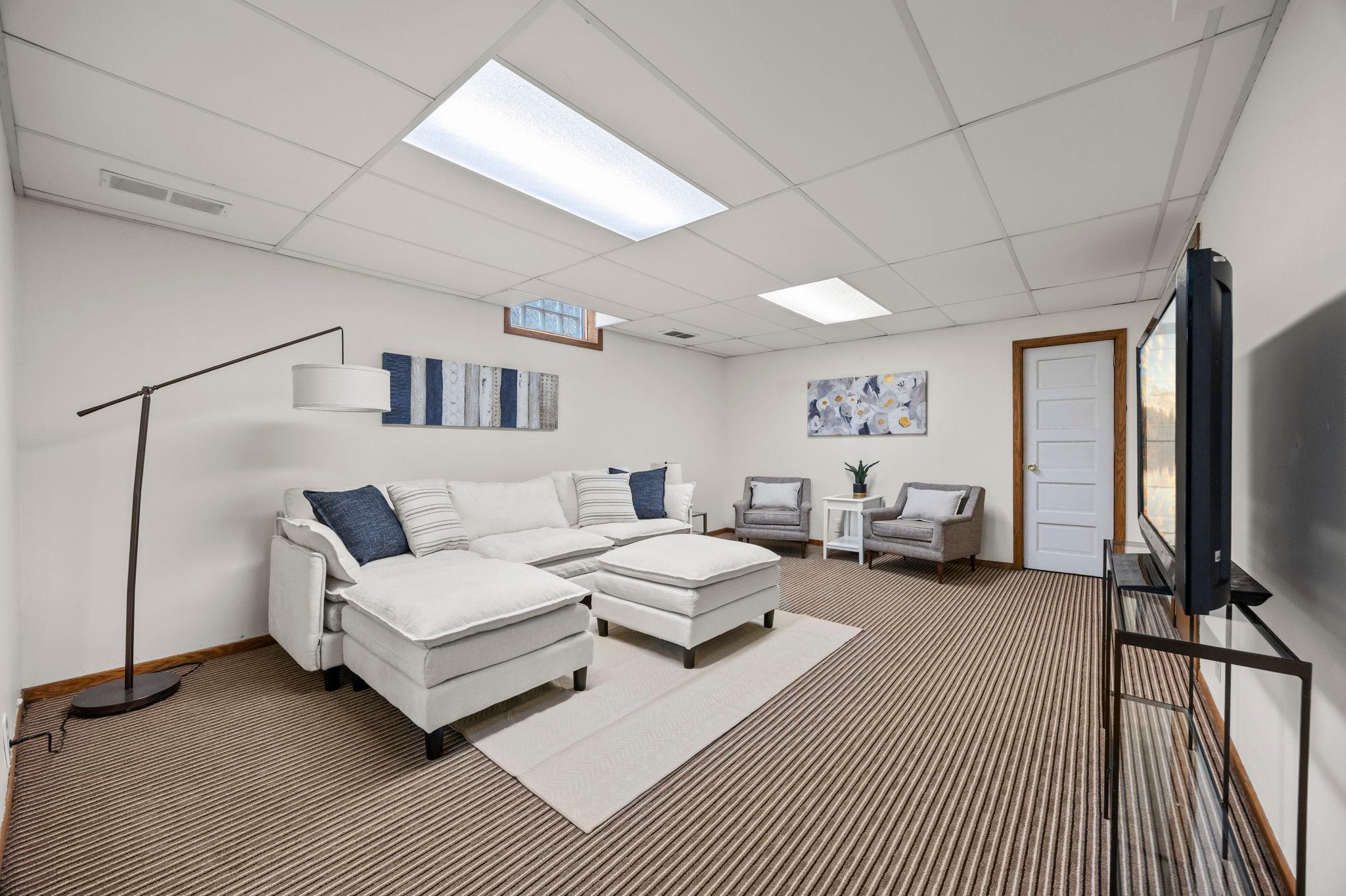 Large lower level family room