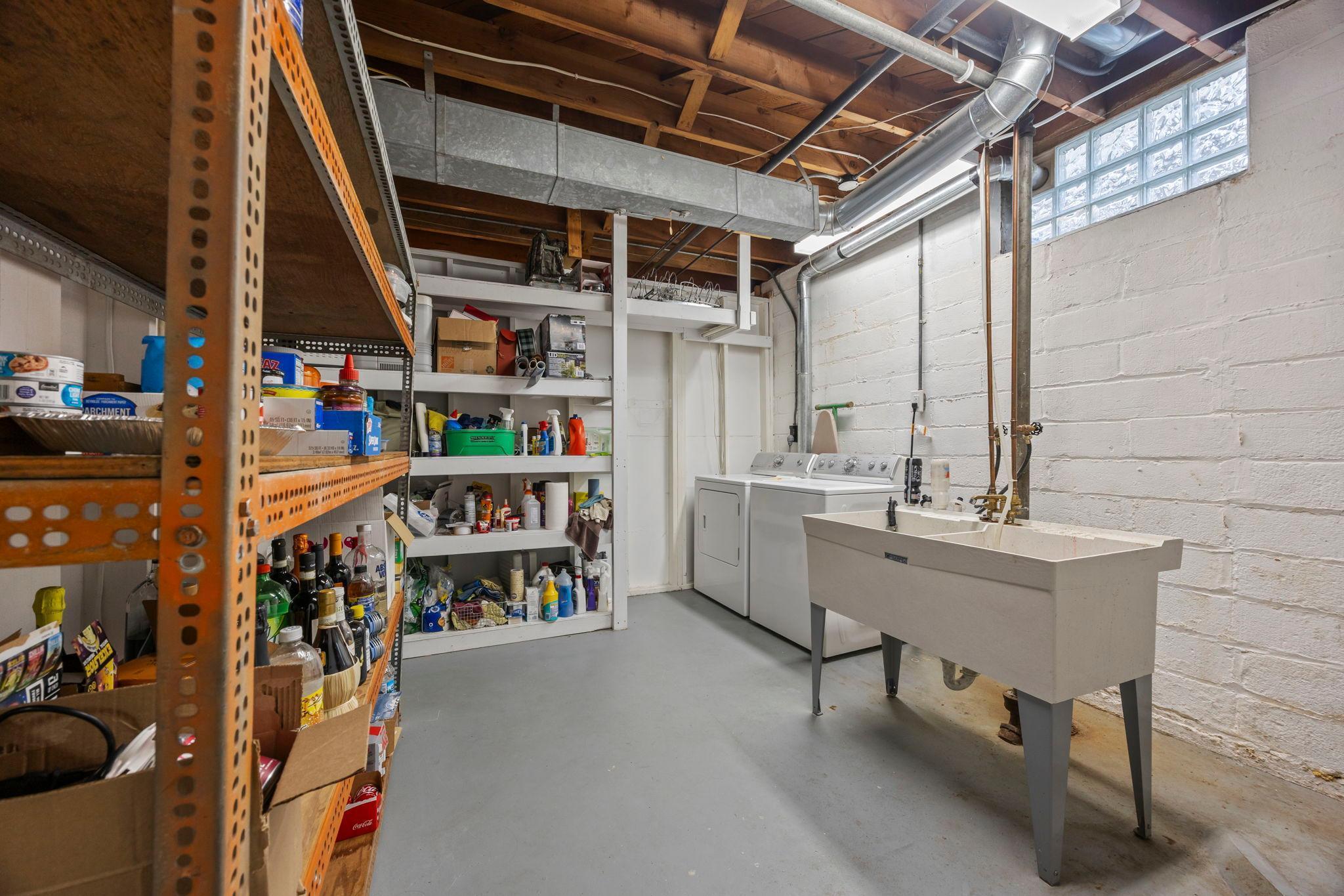 Lower level laundry area