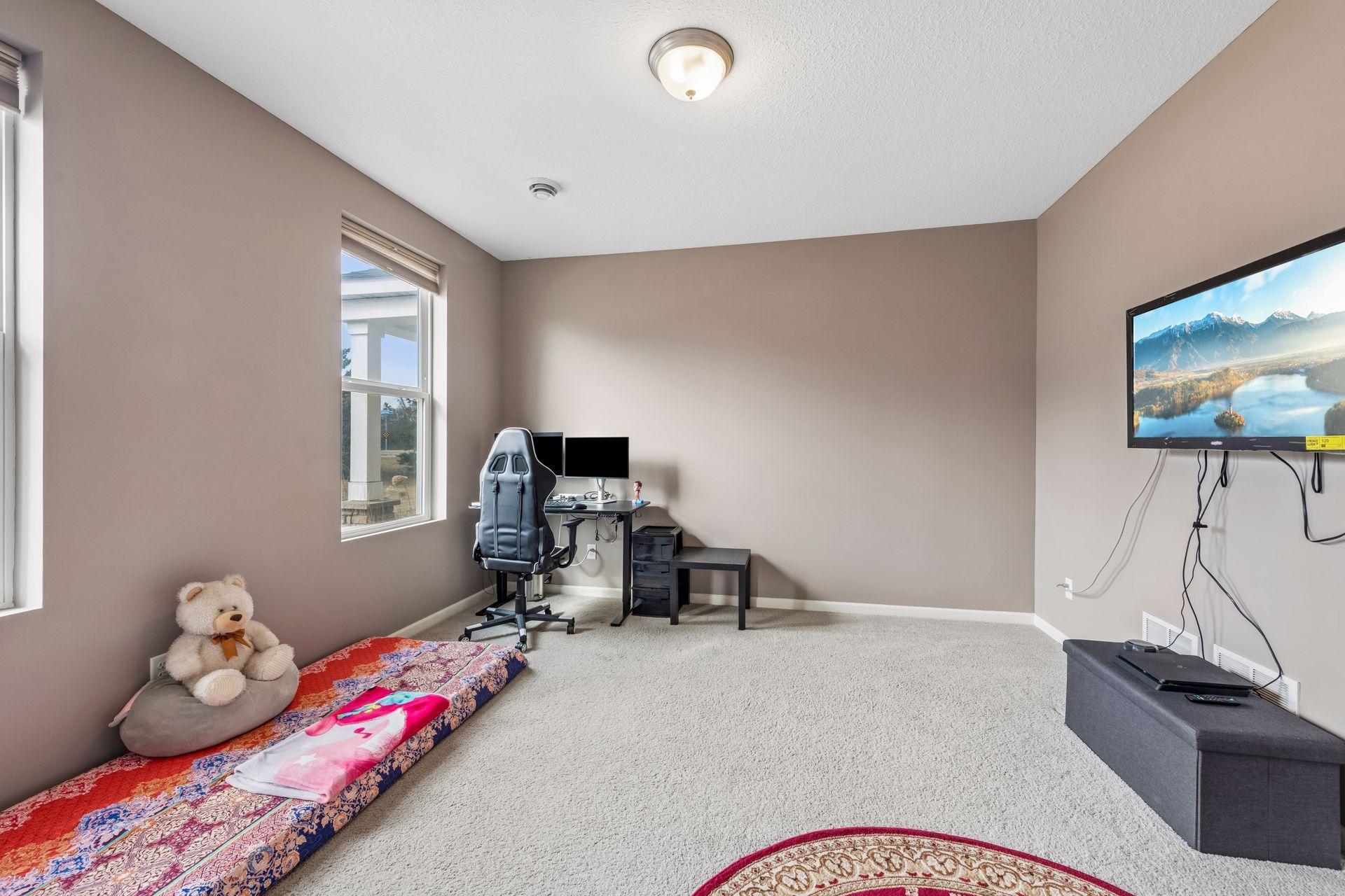 Lower level flex room is great family room, home office, playroom, or all three!