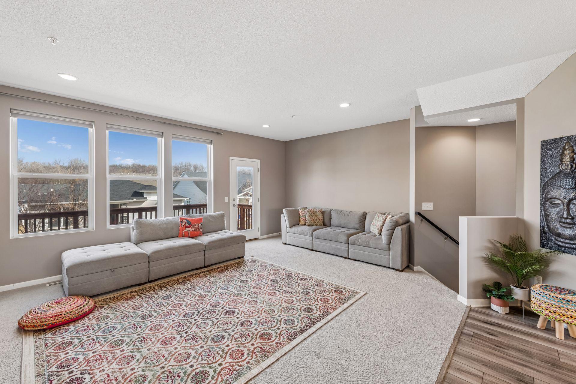 Living room allows many different seating arrangements