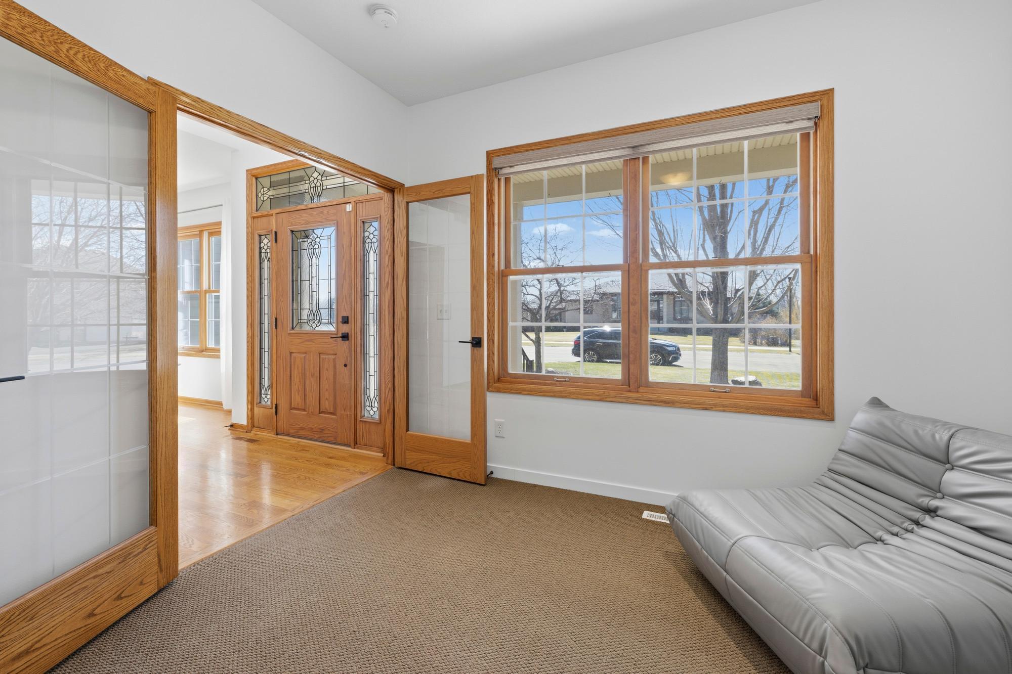 Office with French doors right inside the front door!