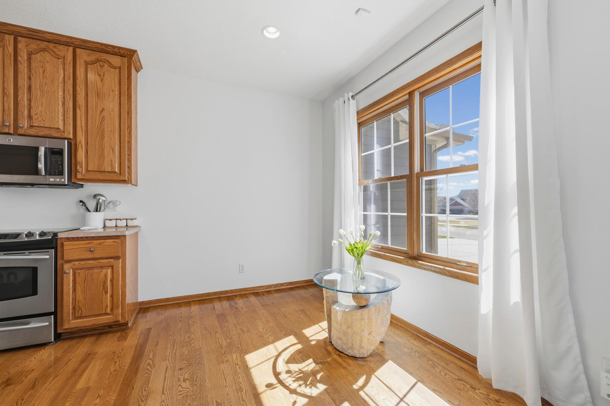 Great spot for a breakfast nook or extra kitchen storage.