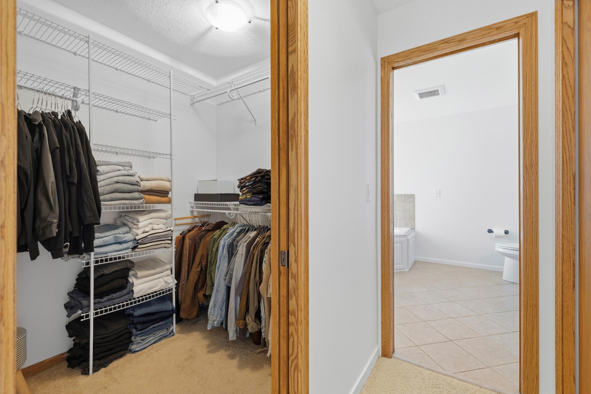Plenty of closet space with his/her closets