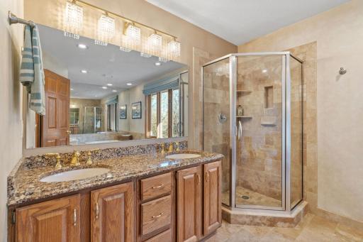 Large primary bath with double sinks